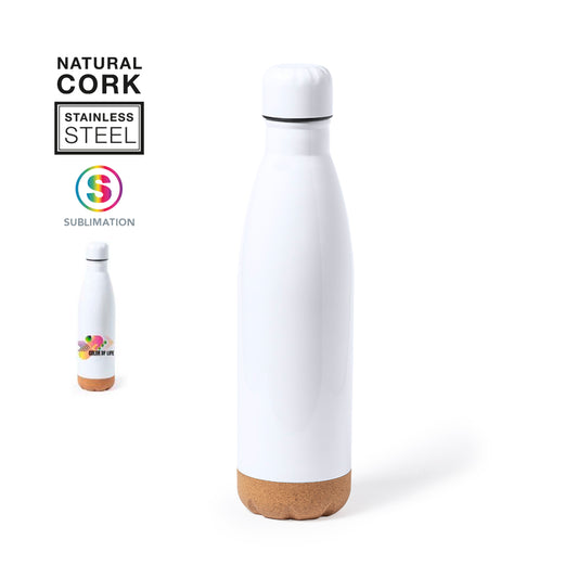 Garrafa Inox branco Base Cortiça - 750ml