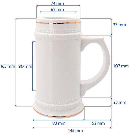 Caneca de Cerveja Cerâmica com detalhes dourados