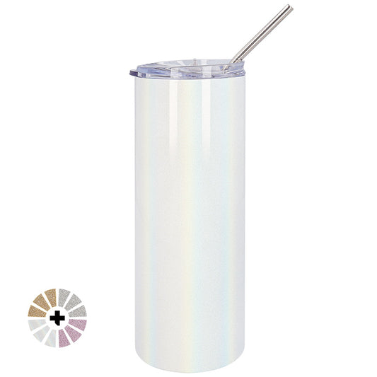 Copo Alto Térmico com Tampa e Canudo Inox - Glitter